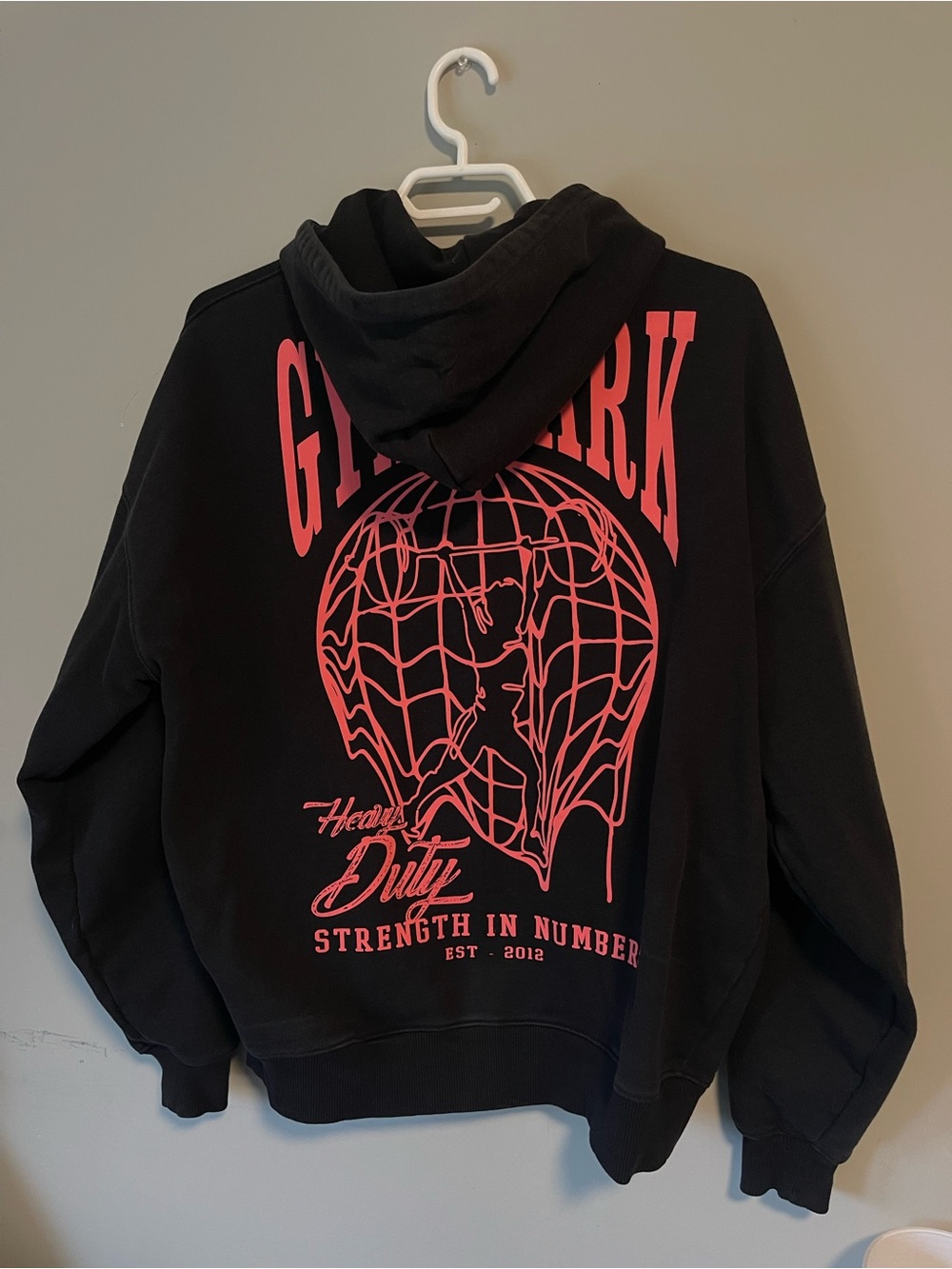 Gymshark Black Hoodie with Neon Pink Graphic Back Print